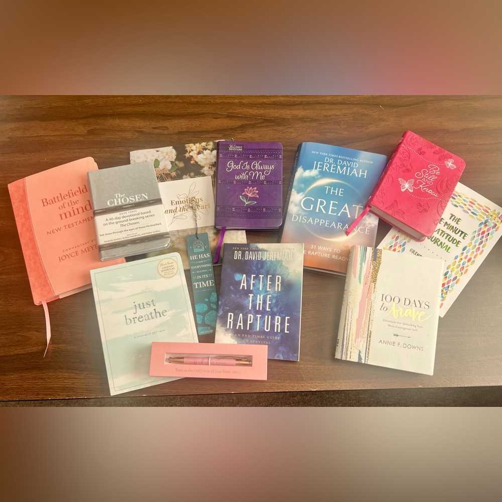Lot of 12 Christian Books, Daily Devotionals, Journals, Pen and Bookmark